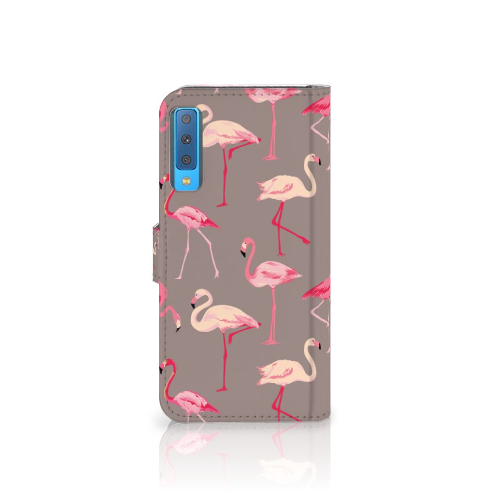 Samsung Galaxy A7 (2018) Telefoonhoesje met Pasjes Flamingo