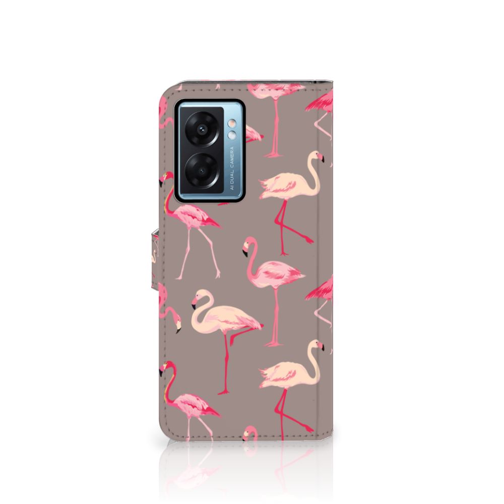 OPPO A77 5G | A57 5G Telefoonhoesje met Pasjes Flamingo