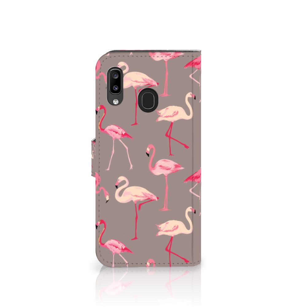 Samsung Galaxy A30 Telefoonhoesje met Pasjes Flamingo