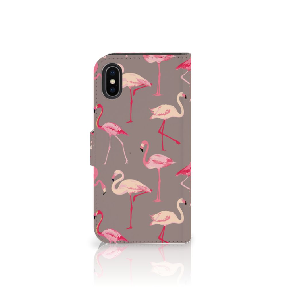 Apple iPhone X | Xs Telefoonhoesje met Pasjes Flamingo