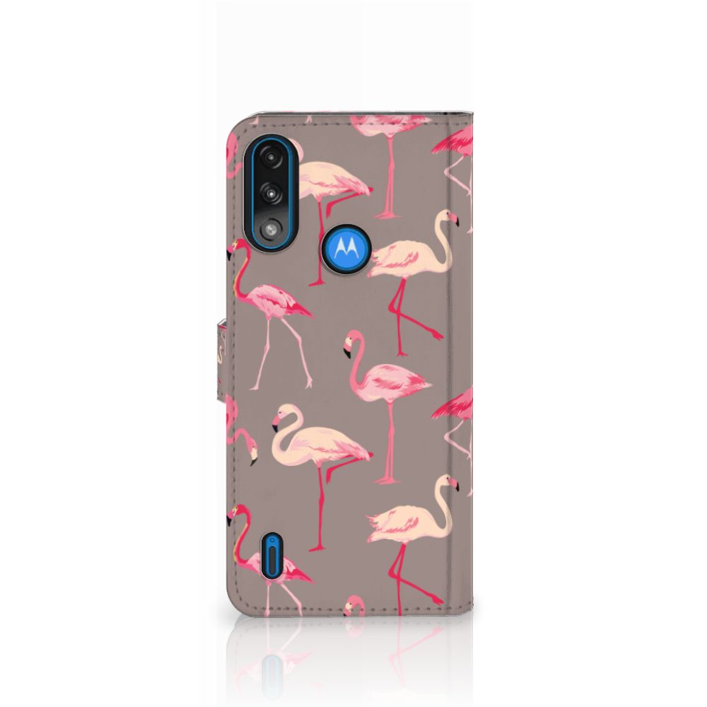 Motorola Moto E7i Power | E7 Power Telefoonhoesje met Pasjes Flamingo