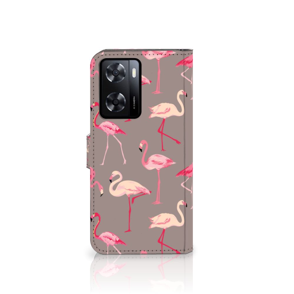 PPO A57 | A57s | A77 4G Telefoonhoesje met Pasjes Flamingo