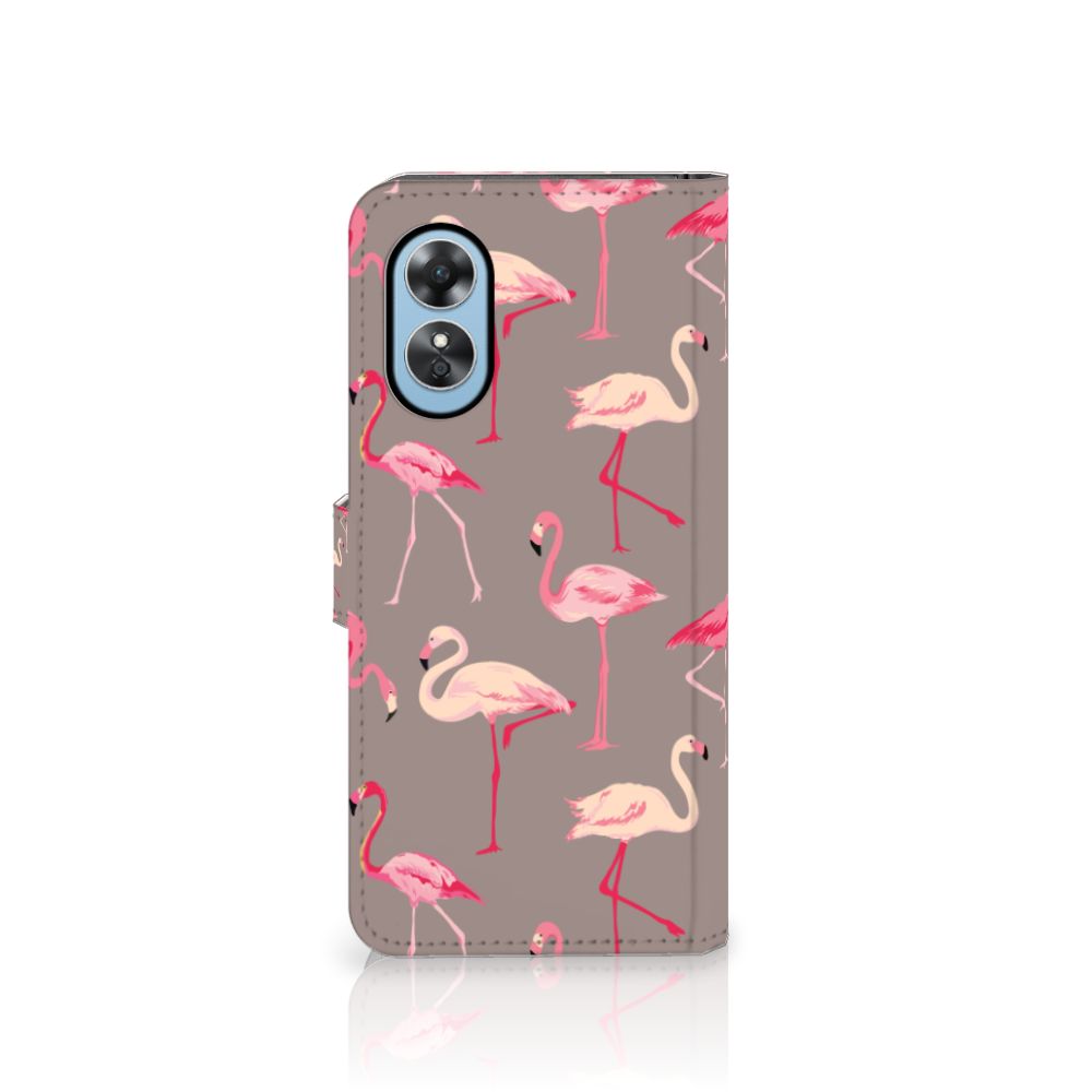 OPPO A17 Telefoonhoesje met Pasjes Flamingo
