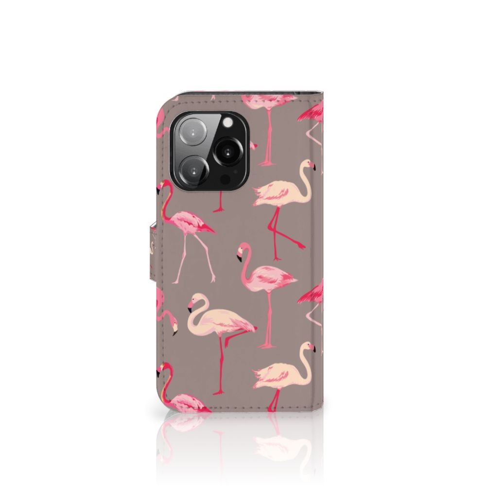 iPhone 13 Pro Telefoonhoesje met Pasjes Flamingo