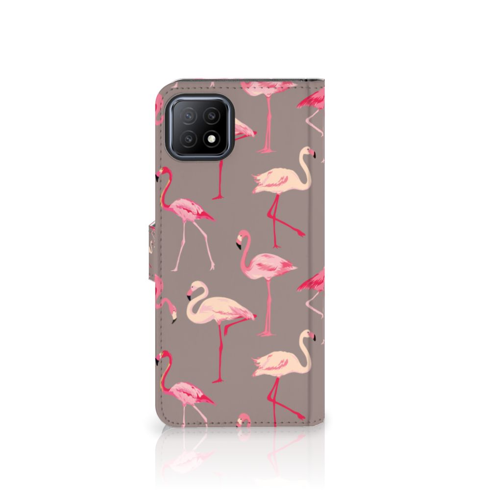 OPPO A73 5G Telefoonhoesje met Pasjes Flamingo