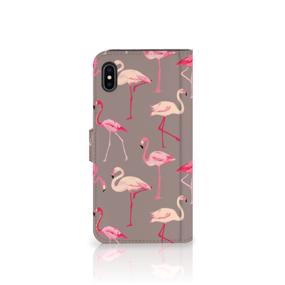 Apple iPhone Xs Max Telefoonhoesje met Pasjes Flamingo