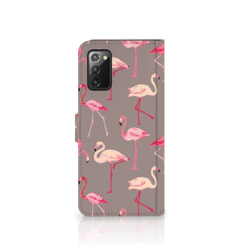 Samsung Galaxy Note 20 Telefoonhoesje met Pasjes Flamingo