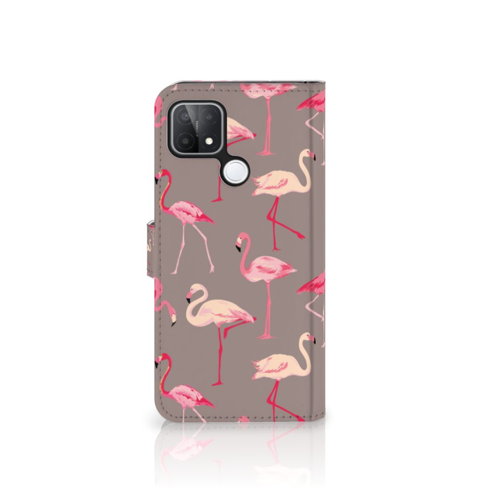 OPPO A15 Telefoonhoesje met Pasjes Flamingo