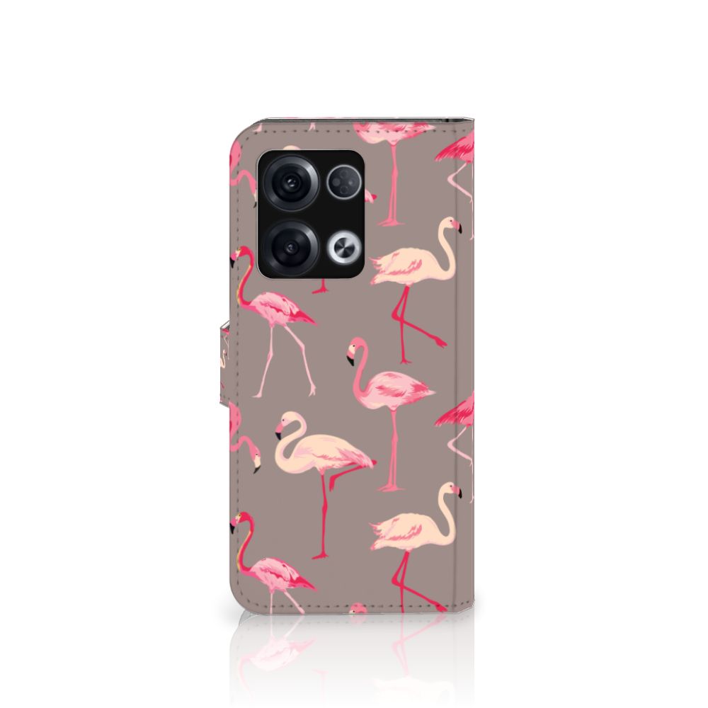 OPPO Reno8 Pro Telefoonhoesje met Pasjes Flamingo