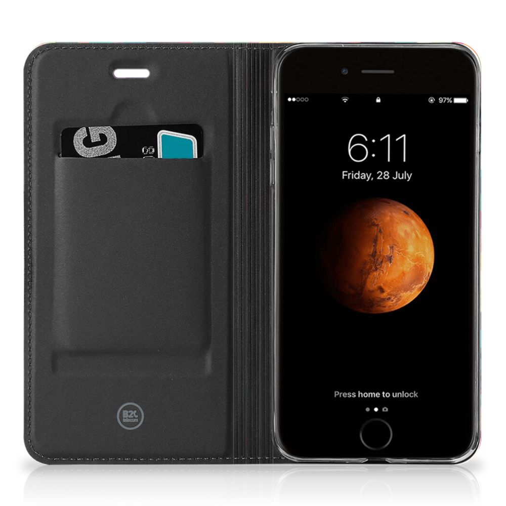 Apple iPhone 7 Plus | 8 Plus Hoesje met Magneet Geruit