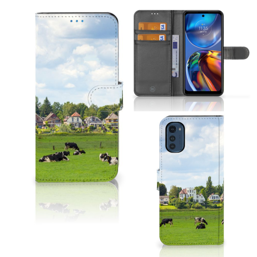 Motorola Moto E32 | Moto E32s Telefoonhoesje met Pasjes Koeien