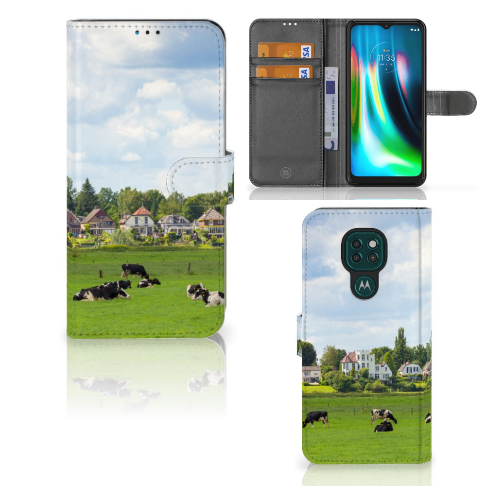 Motorola Moto G9 Play | E7 Plus Telefoonhoesje met Pasjes Koeien
