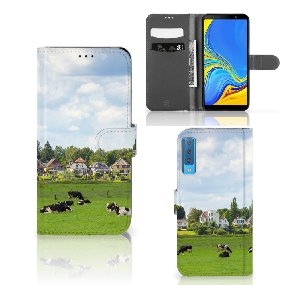 Samsung Galaxy A7 (2018) Telefoonhoesje met Pasjes Koeien