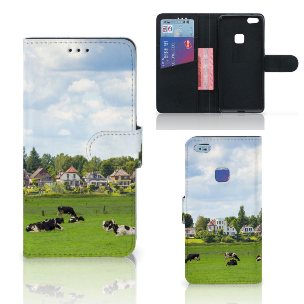 Huawei P10 Lite Telefoonhoesje met Pasjes Koeien