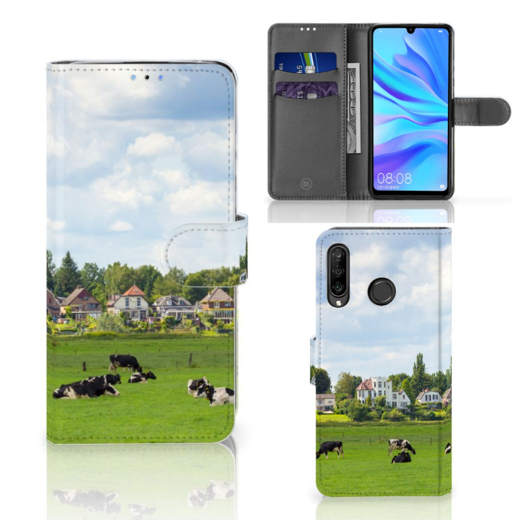 Huawei P30 Lite (2020) Telefoonhoesje met Pasjes Koeien