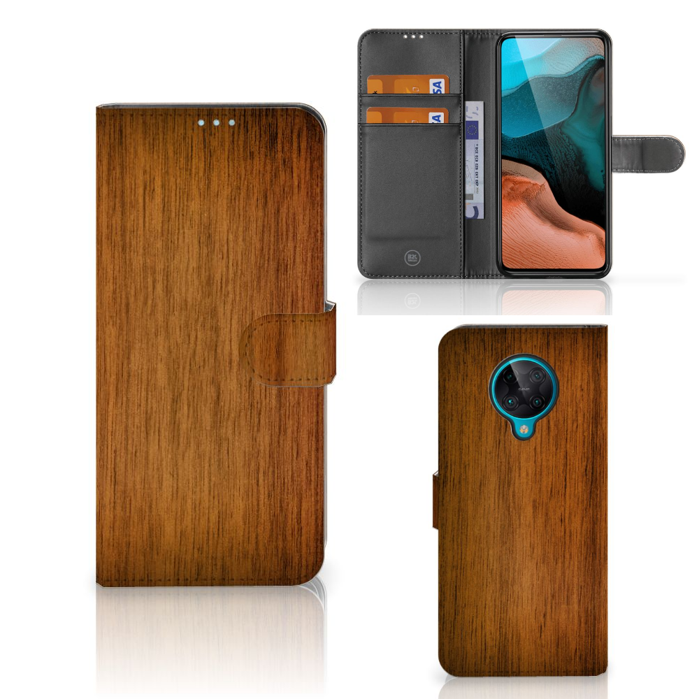 Xiaomi Poco F2 Pro Book Style Case Donker Hout