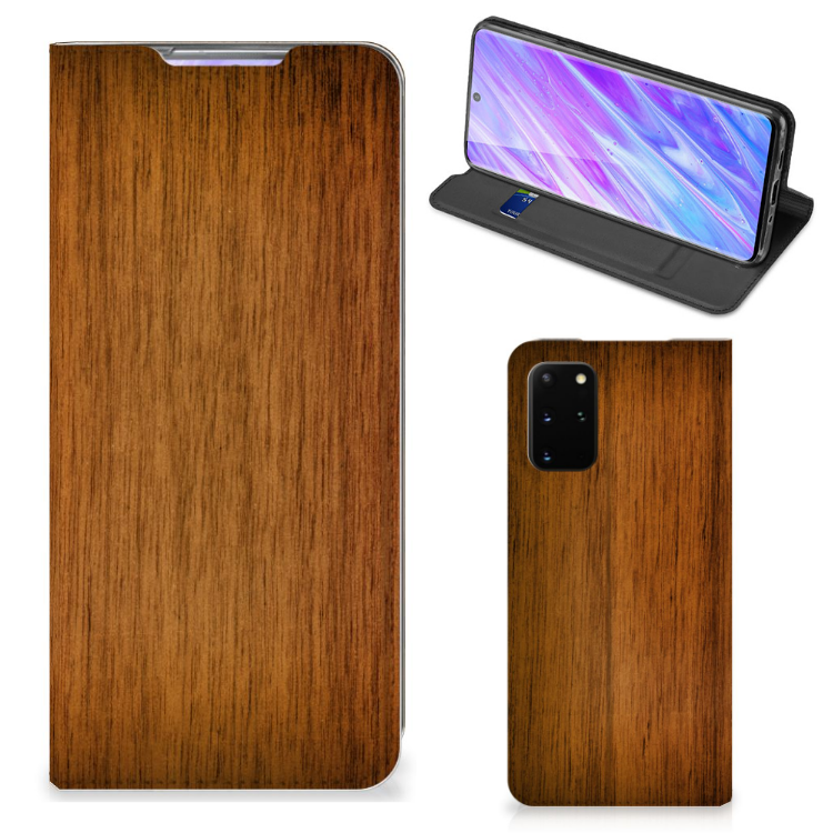 Samsung Galaxy S20 Plus Book Wallet Case Donker Hout