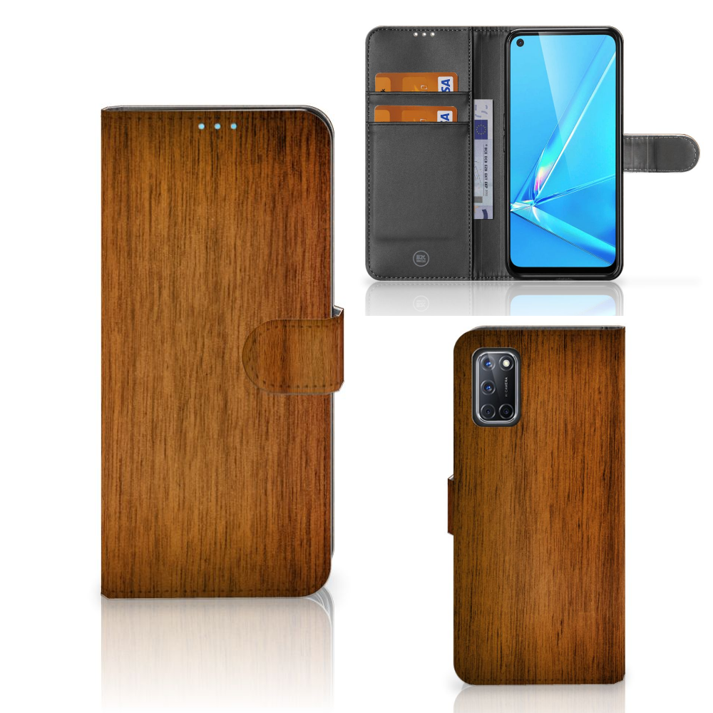 OPPO A72 | OPPO A52 Book Style Case Donker Hout