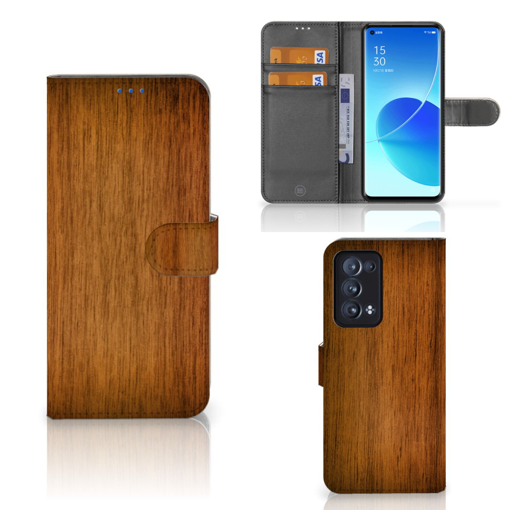 OPPO Reno 6 Pro Plus 5G Book Style Case Donker Hout