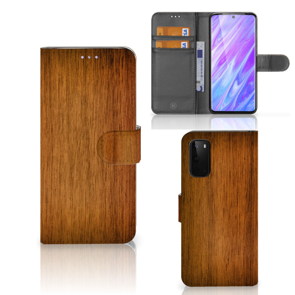 Samsung Galaxy S20 Book Style Case Donker Hout