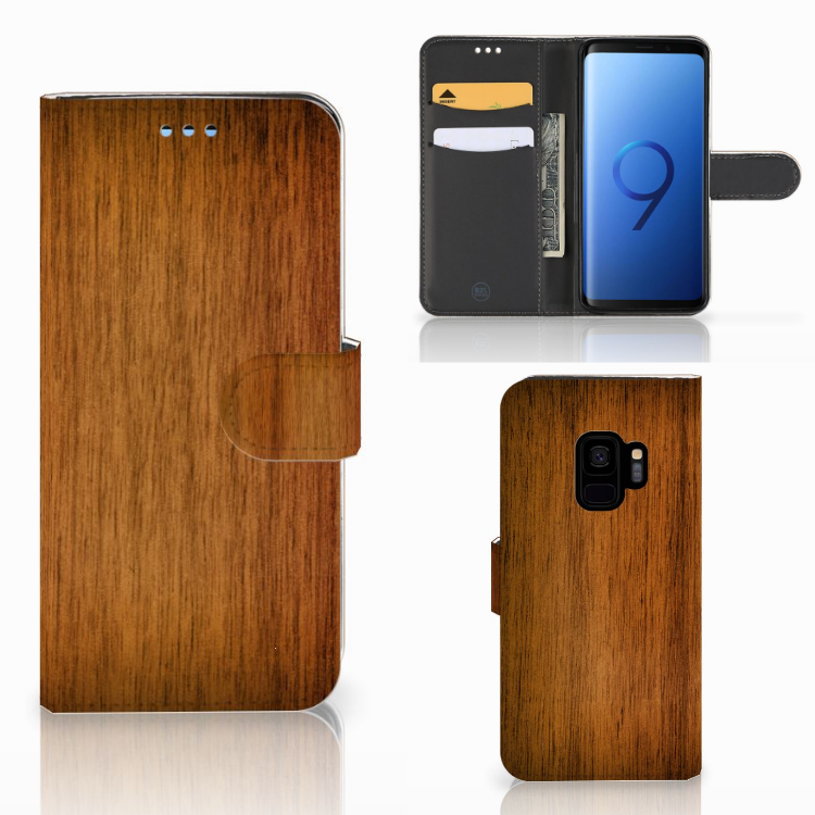 Samsung Galaxy S9 Book Style Case Donker Hout