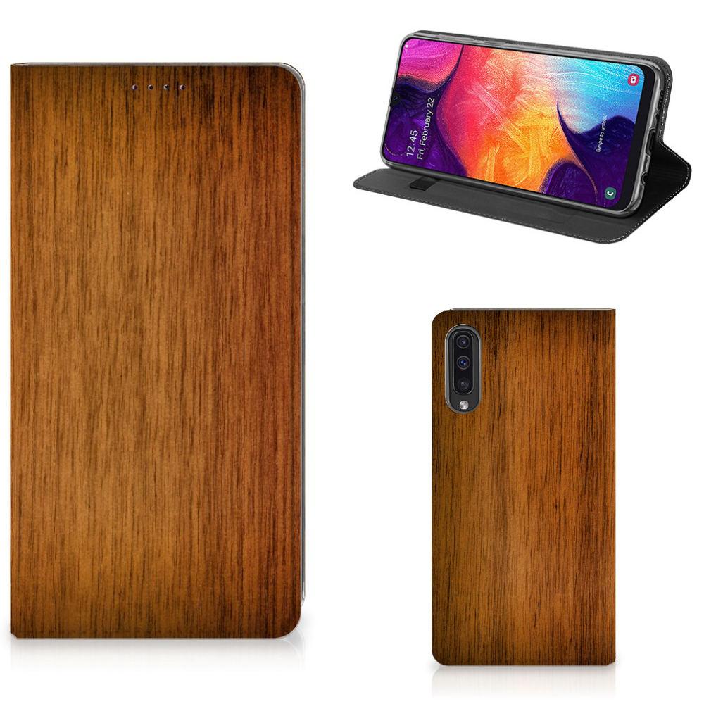 Samsung Galaxy A50 Book Wallet Case Donker Hout