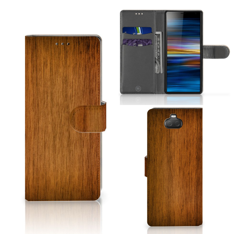 Sony Xperia 10 Book Style Case Donker Hout