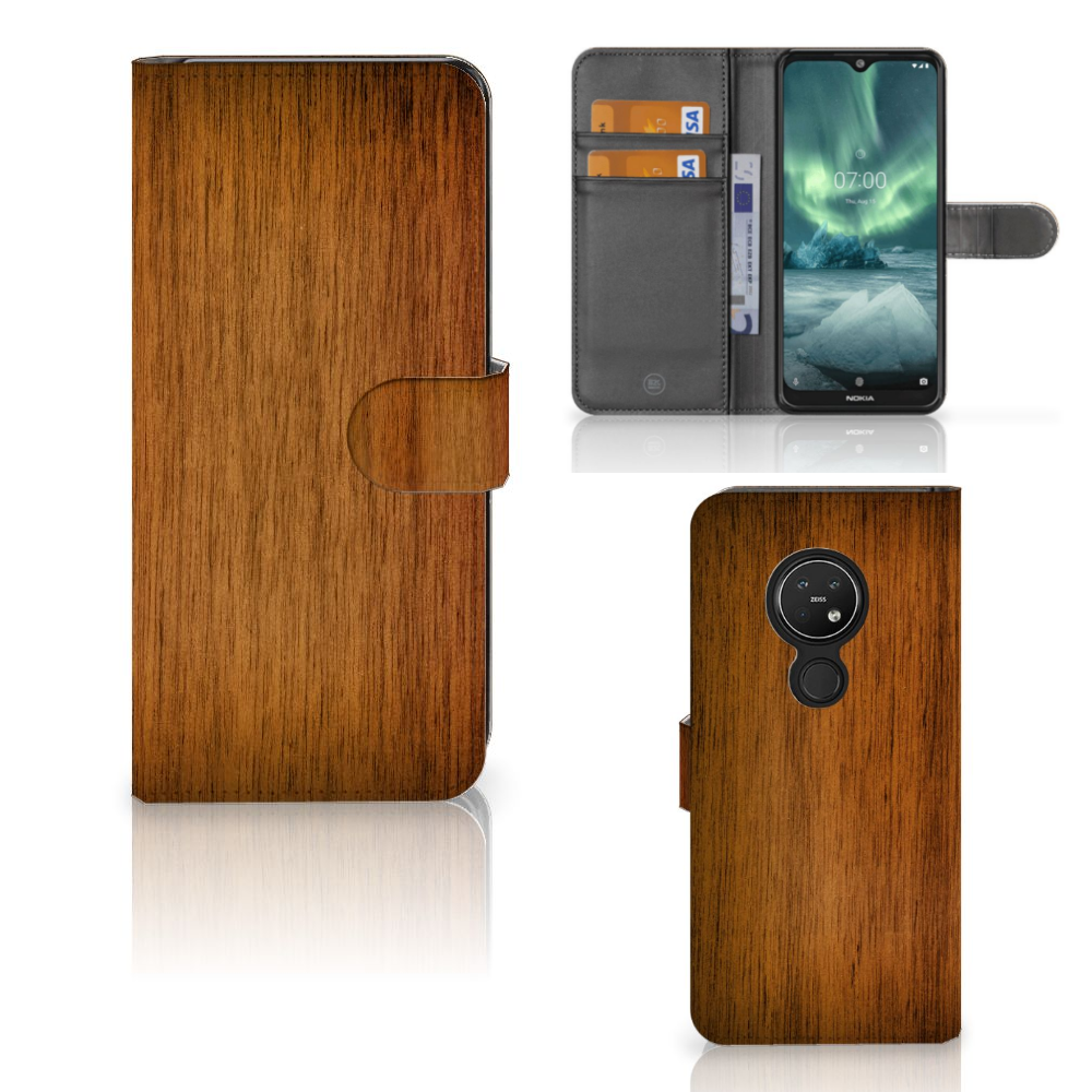 Nokia 7.2 | Nokia 6.2 Book Style Case Donker Hout