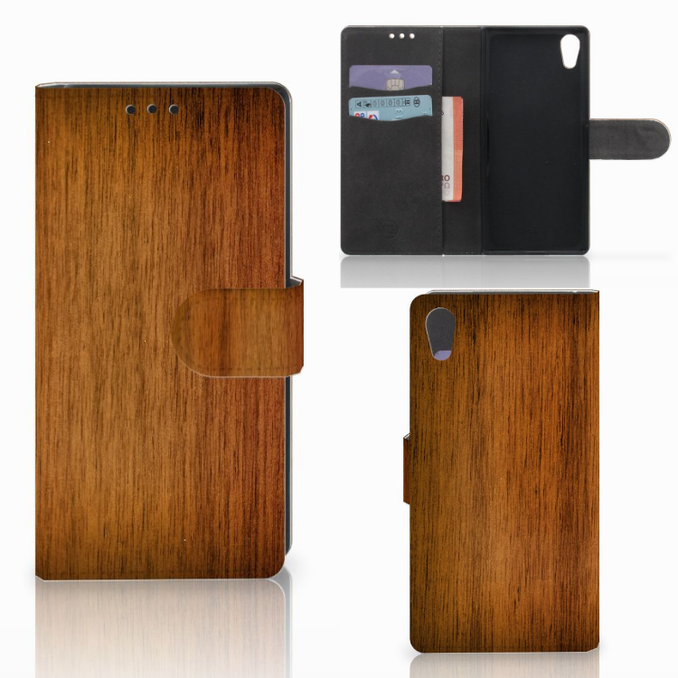 Sony Xperia XA1 Book Style Case Donker Hout