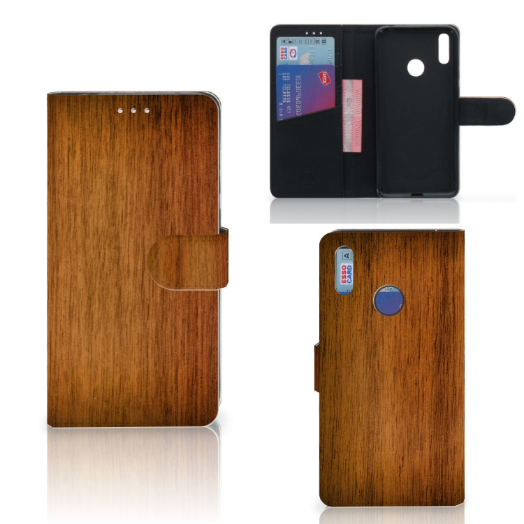 Huawei Y7 (2019) Book Style Case Donker Hout