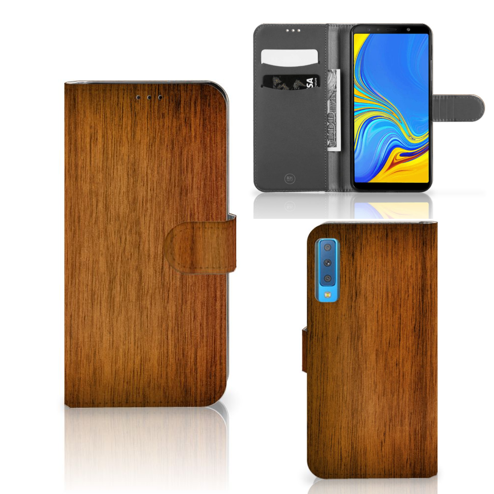 Samsung Galaxy A7 (2018) Book Style Case Donker Hout