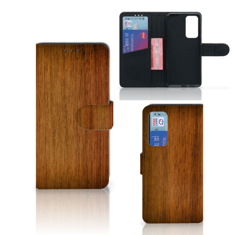 Huawei P40 Book Style Case Donker Hout