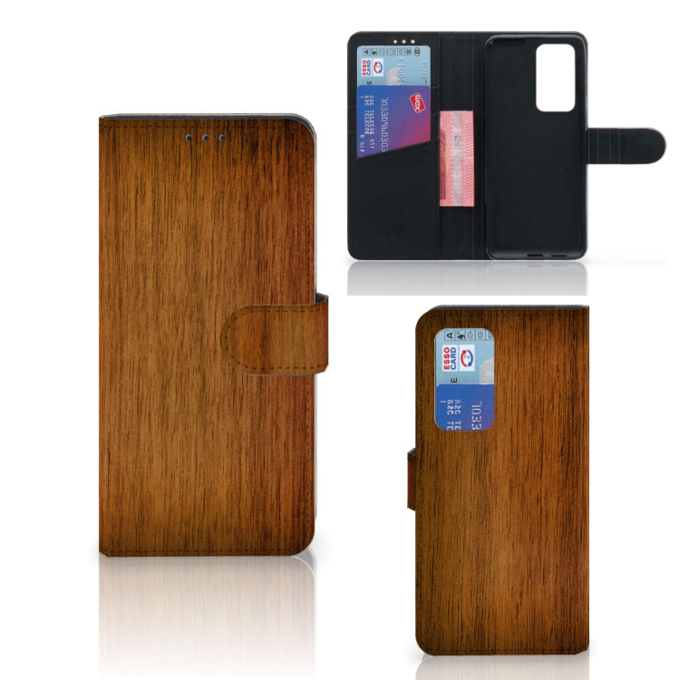 Huawei P40 Pro Book Style Case Donker Hout