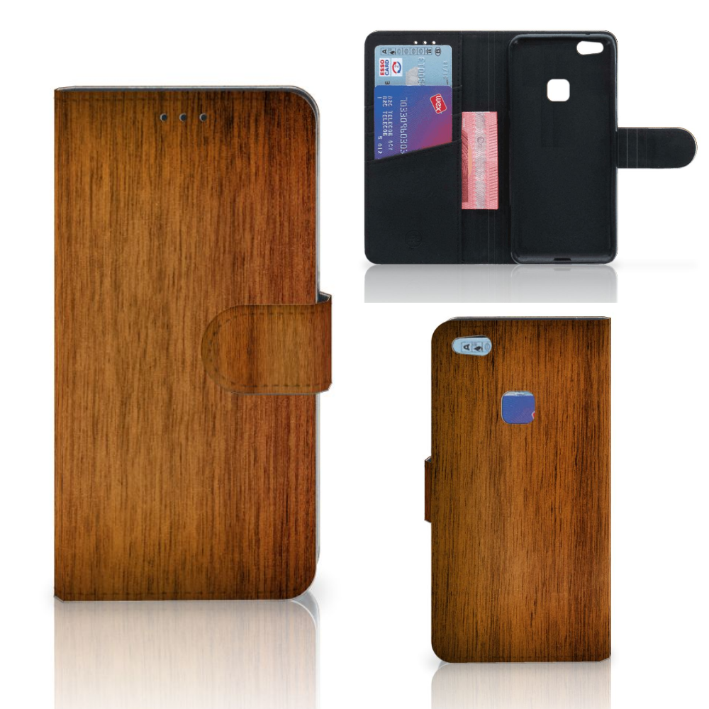 Huawei P10 Lite Book Style Case Donker Hout
