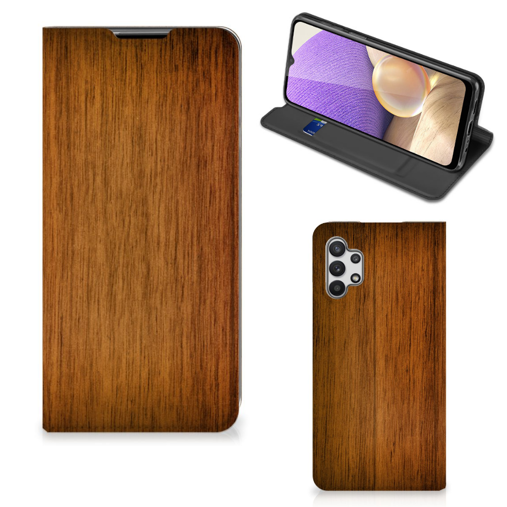 Samsung Galaxy A32 Book Wallet Case Donker Hout