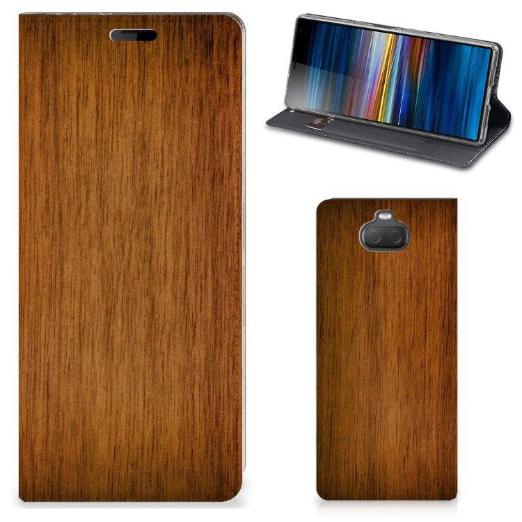 Sony Xperia 10 Book Wallet Case Donker Hout