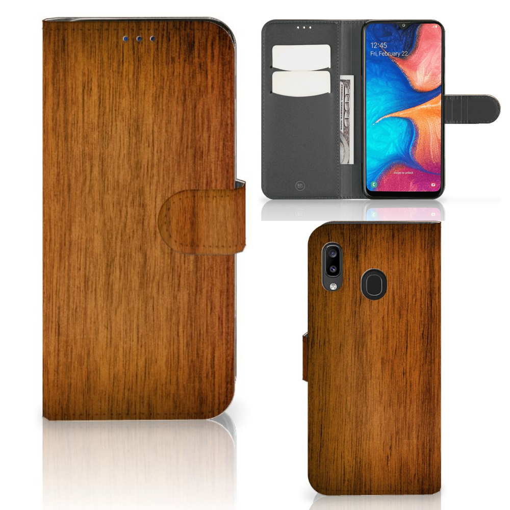 Samsung Galaxy A30 Book Style Case Donker Hout