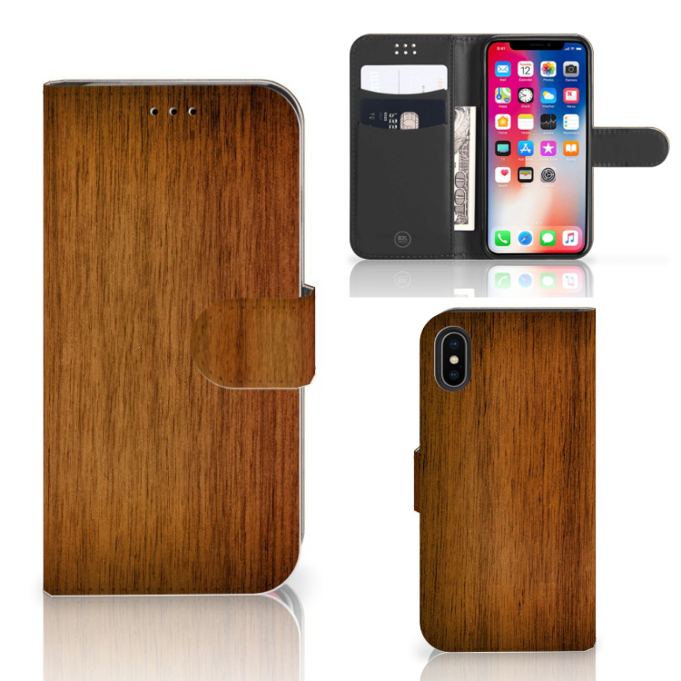 Apple iPhone X | Xs Book Style Case Donker Hout