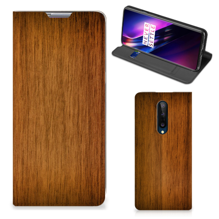 OnePlus 8 Book Wallet Case Donker Hout