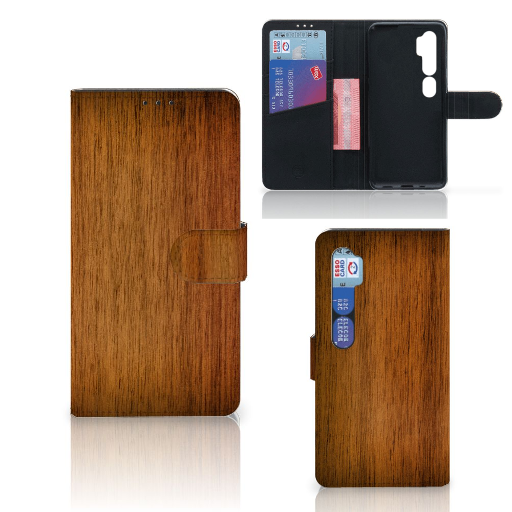 Xiaomi Mi Note 10 Pro Book Style Case Donker Hout