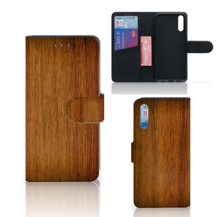 Huawei P20 Book Style Case Donker Hout