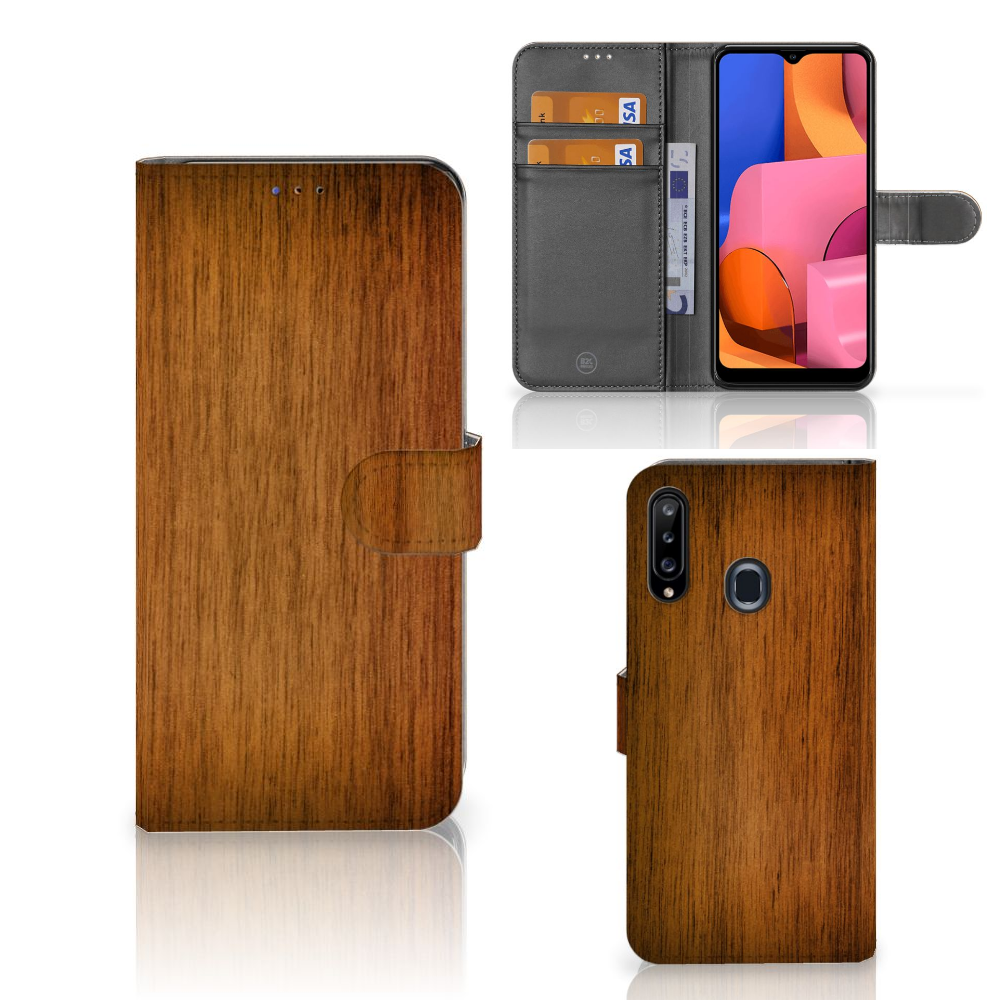 Samsung Galaxy A20s Book Style Case Donker Hout