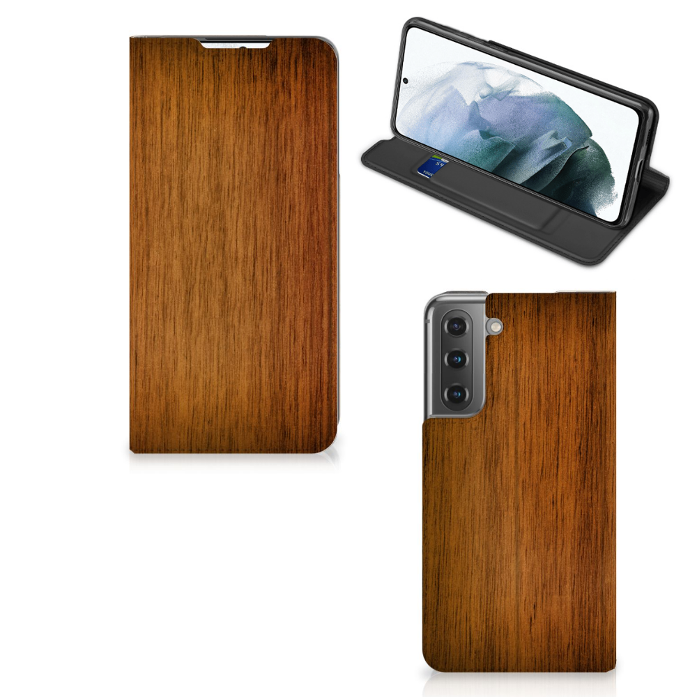 Samsung Galaxy S21 FE Book Wallet Case Donker Hout