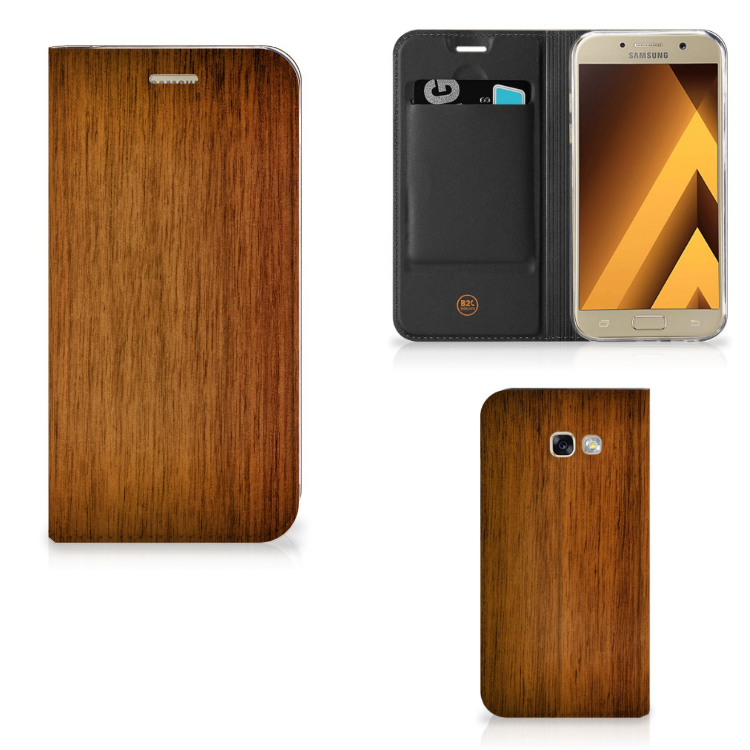 Samsung Galaxy A5 2017 Book Wallet Case Donker Hout