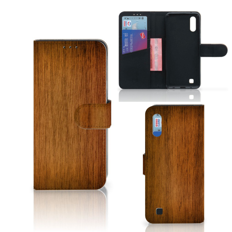 Samsung Galaxy M10 Book Style Case Donker Hout