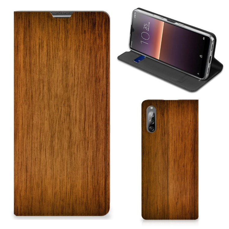 Sony Xperia L4 Book Wallet Case Donker Hout