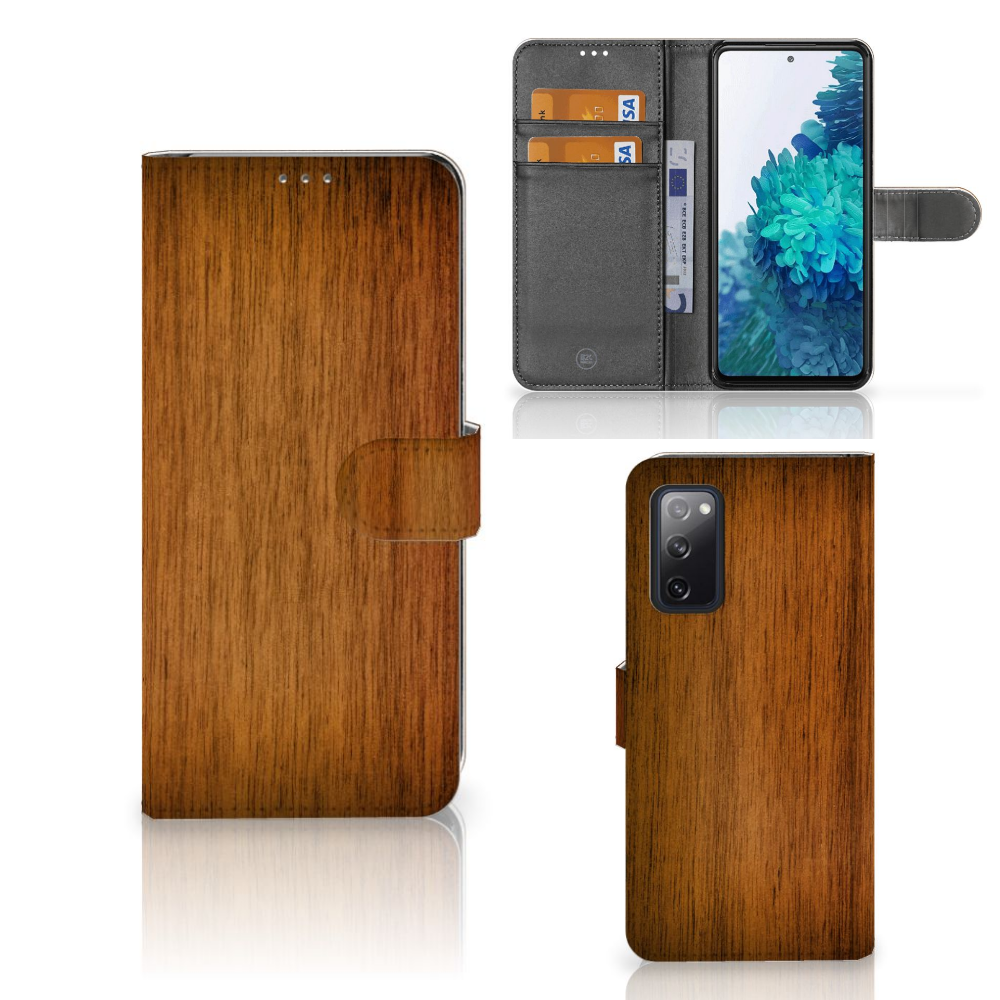 Samsung Galaxy S20 FE Book Style Case Donker Hout