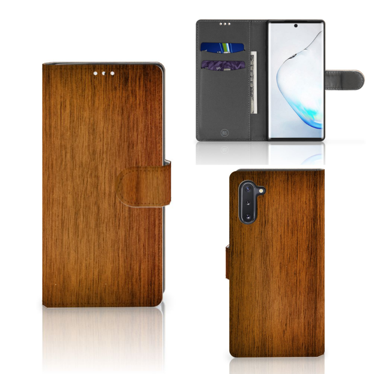 Samsung Galaxy Note 10 Book Style Case Donker Hout