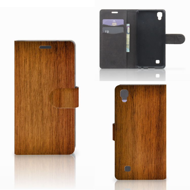 LG X Power Book Style Case Donker Hout