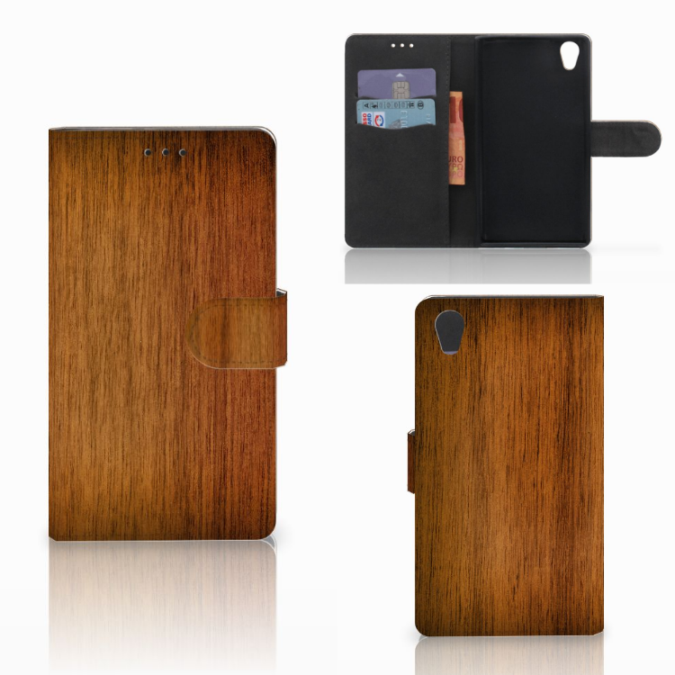 Sony Xperia L1 Book Style Case Donker Hout